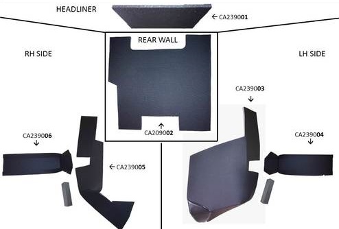 UCA99207     Cab Kit with Headliner---Black---2390, 2590 